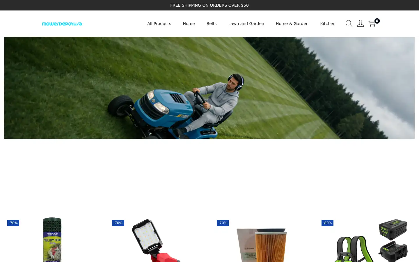 Screenshot of mowerdepotusa.com