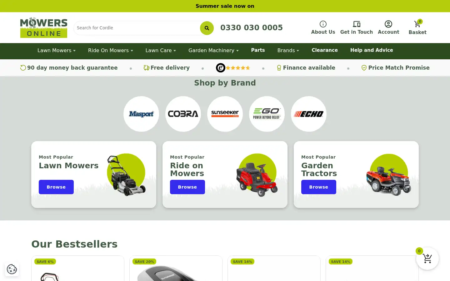 Screenshot of mowers-online.co.uk