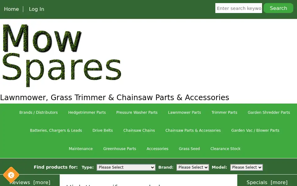 Screenshot of mowspares.co.uk