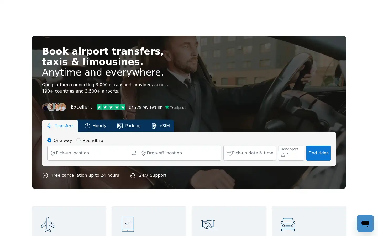 Screenshot of mozio.com