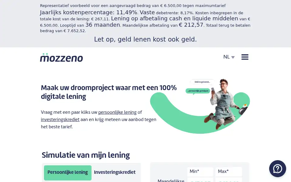 Screenshot of mozzeno.com