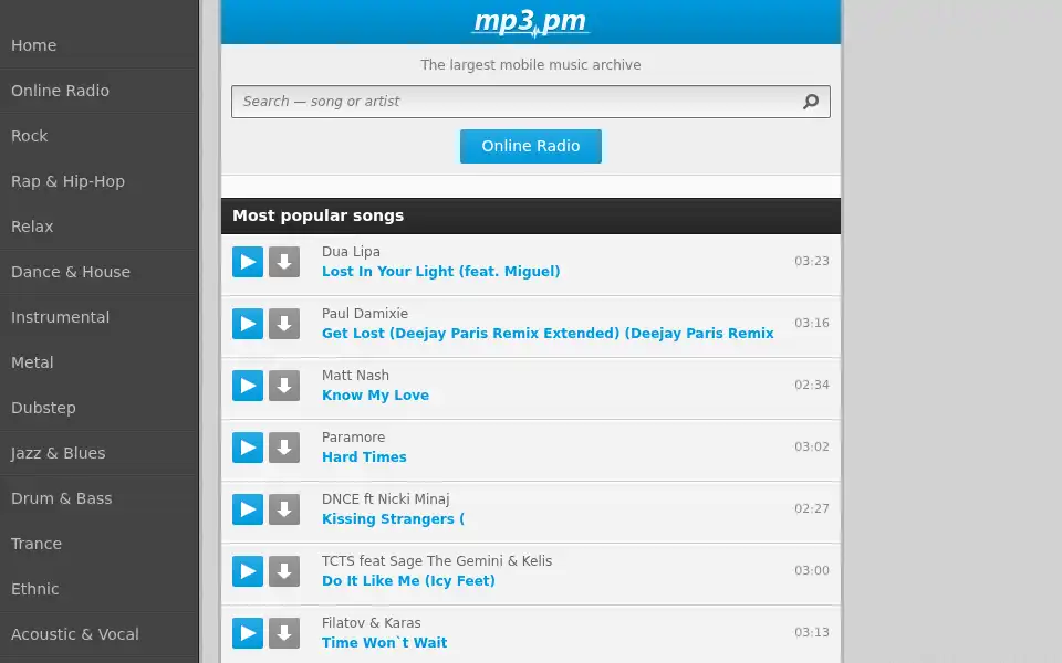 Screenshot of mp3.pm