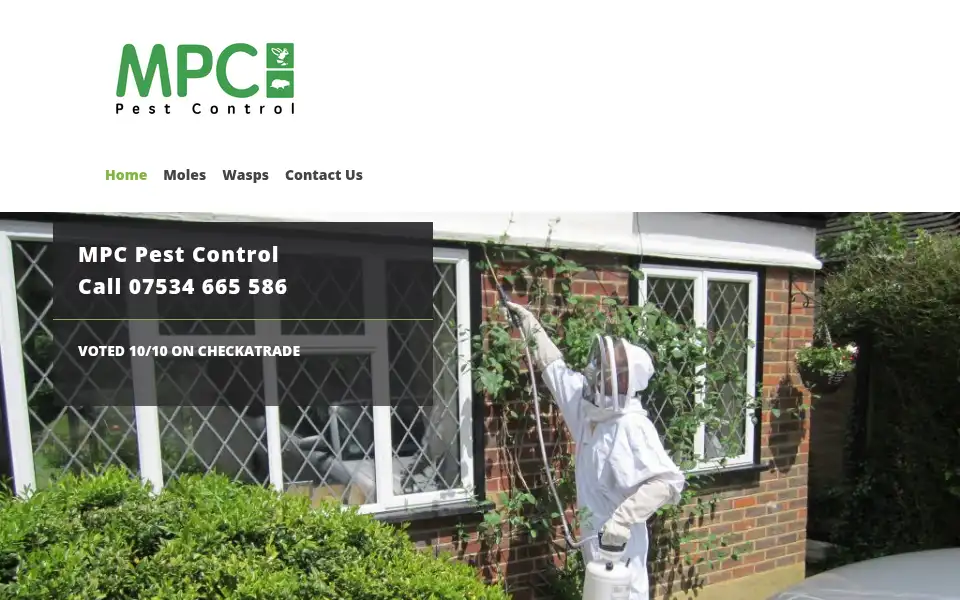 Screenshot of mpcpestcontrol.co.uk