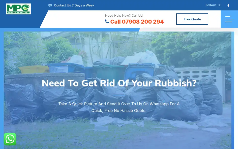 Screenshot of mpcrubbishremoval.co.uk
