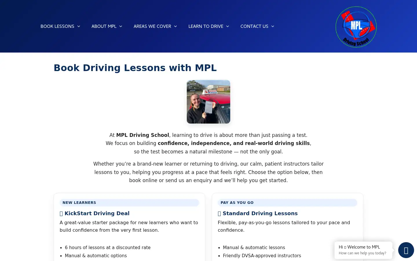 Screenshot of mpldrivingschool.com