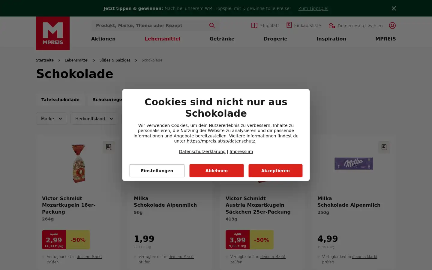 Screenshot of mpreis.at