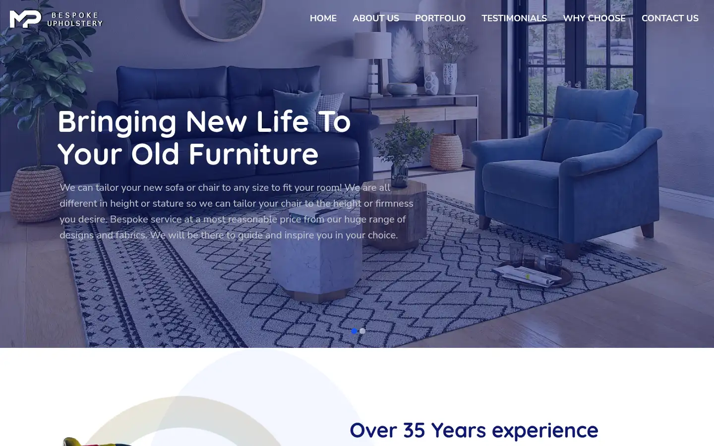 Screenshot of mpupholstery.co.uk