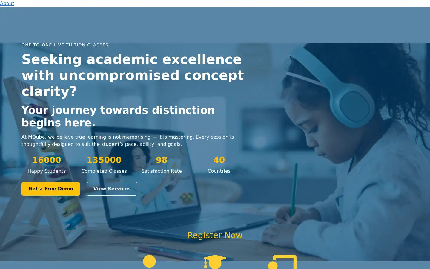 Screenshot of mqubetuitions.com