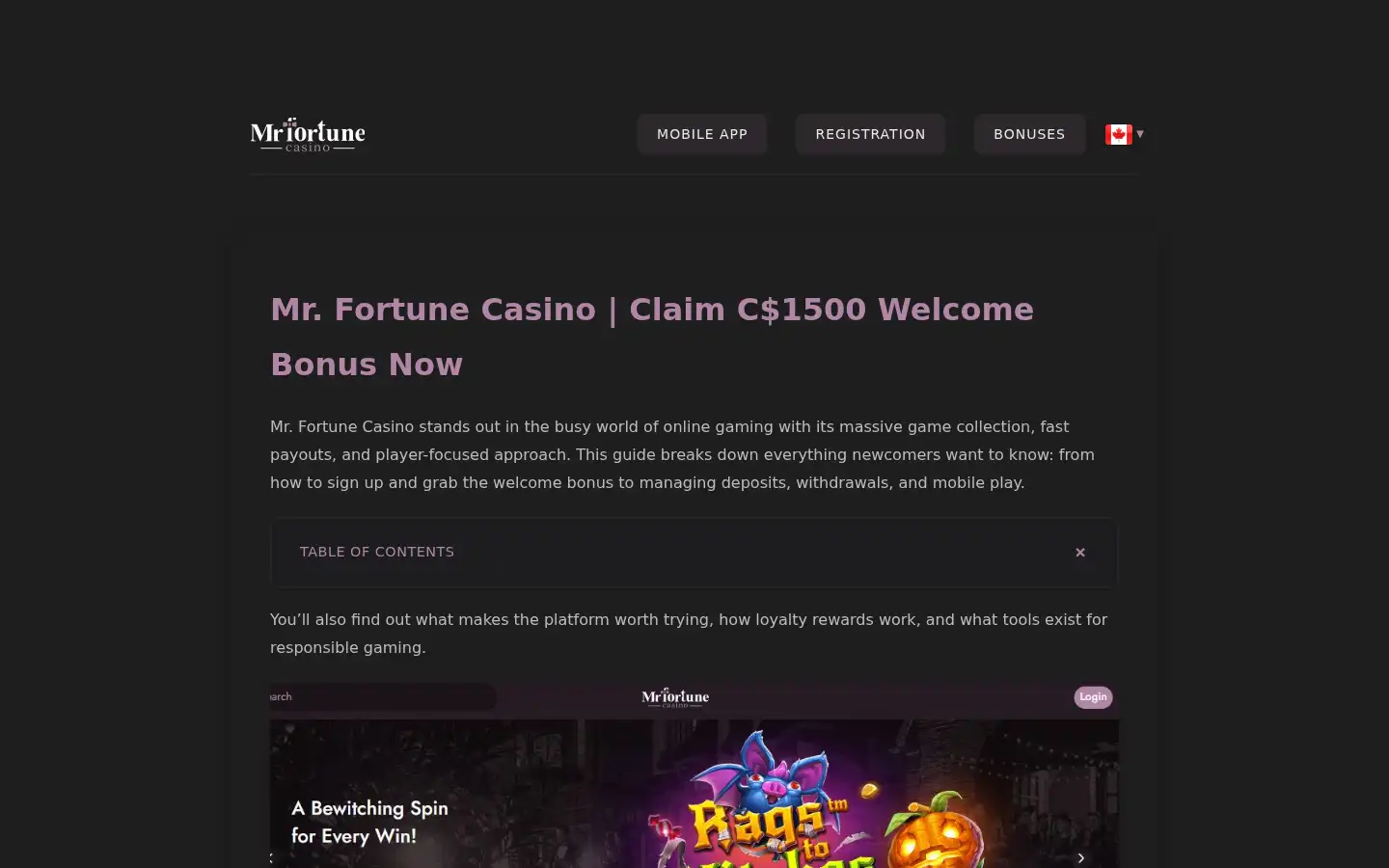 Screenshot of mr-fortune-casino.ca