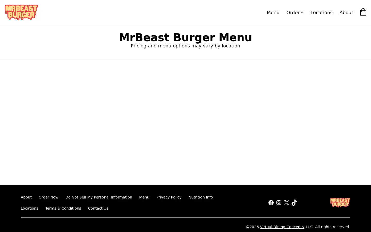 Screenshot of mrbeastburger.com