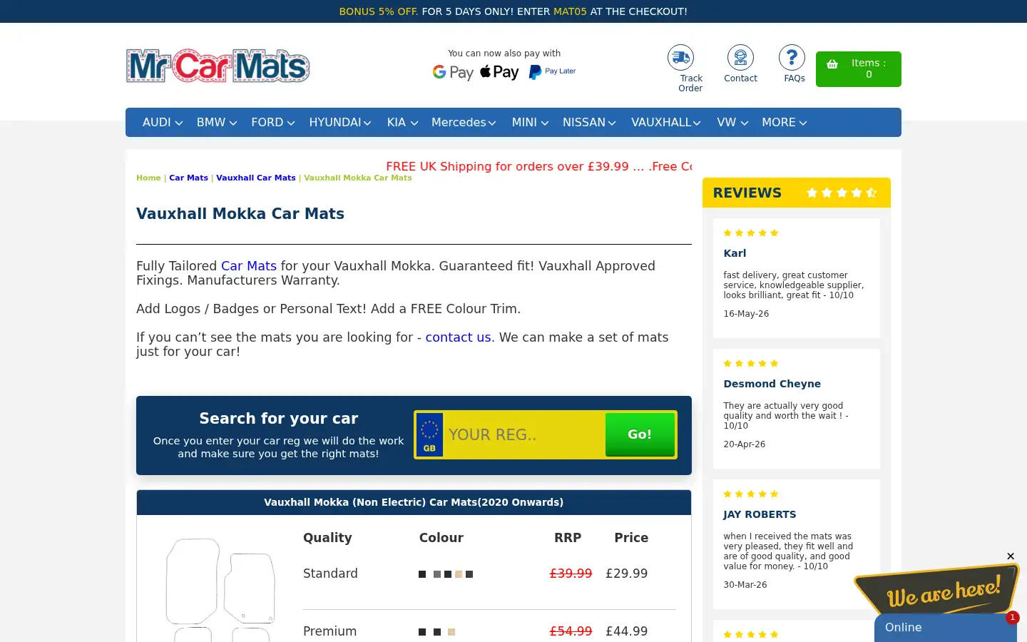Screenshot of mrcarmats.co.uk