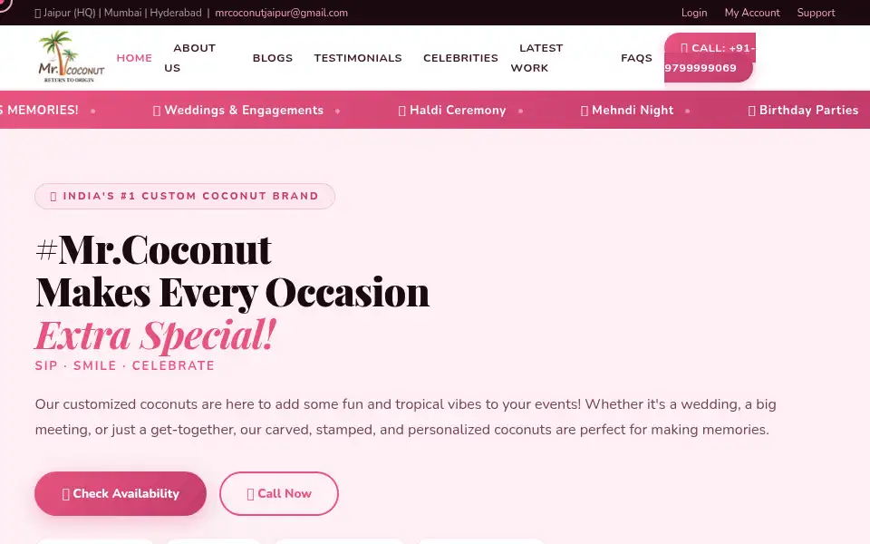 Screenshot of mrcoconut.in