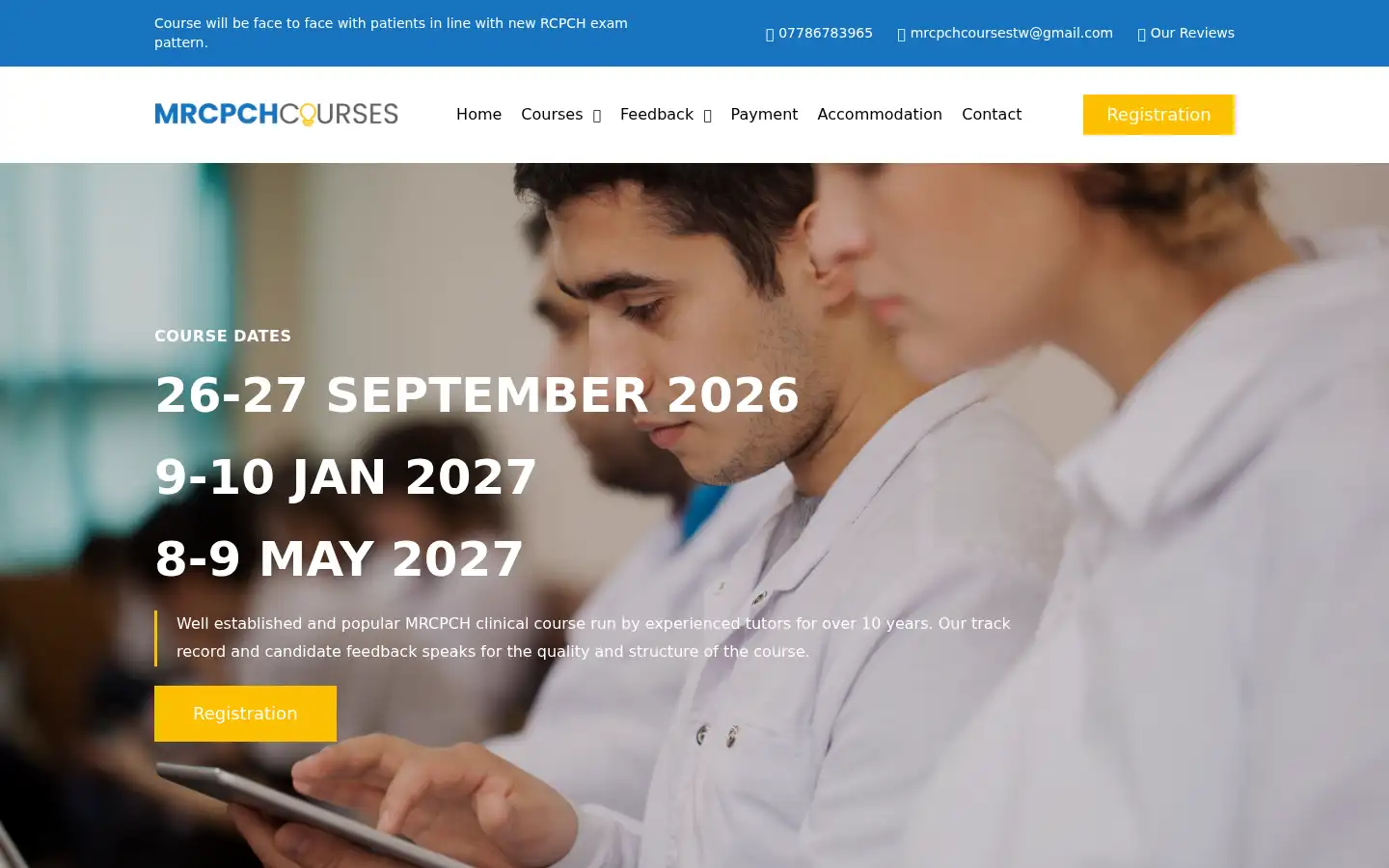 Screenshot of mrcpchcourses.co.uk