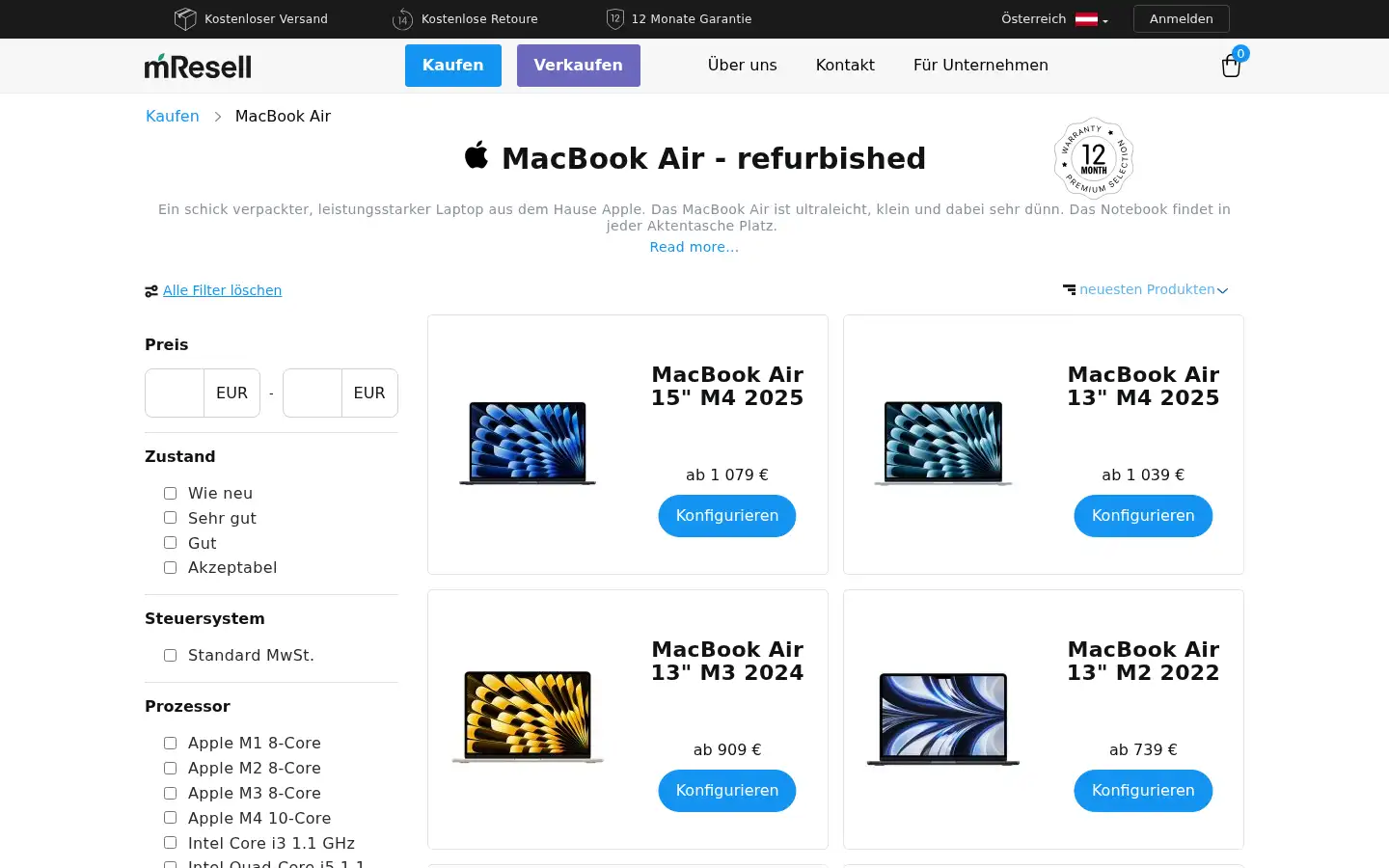 Screenshot of mresell.at