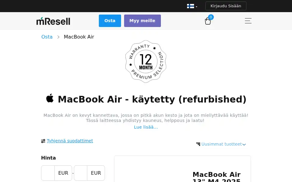 Screenshot of mresell.fi