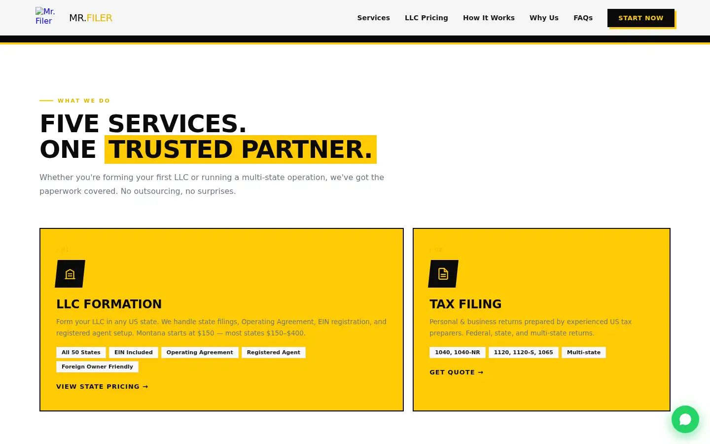 Screenshot of mrfiler.com