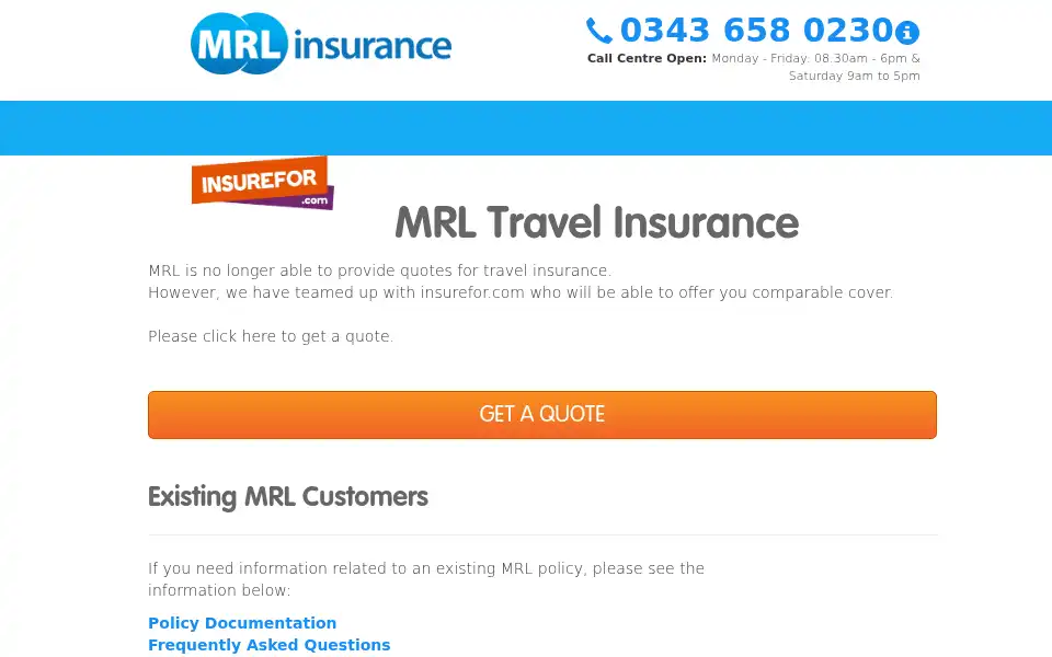 Screenshot of mrlinsurance.co.uk