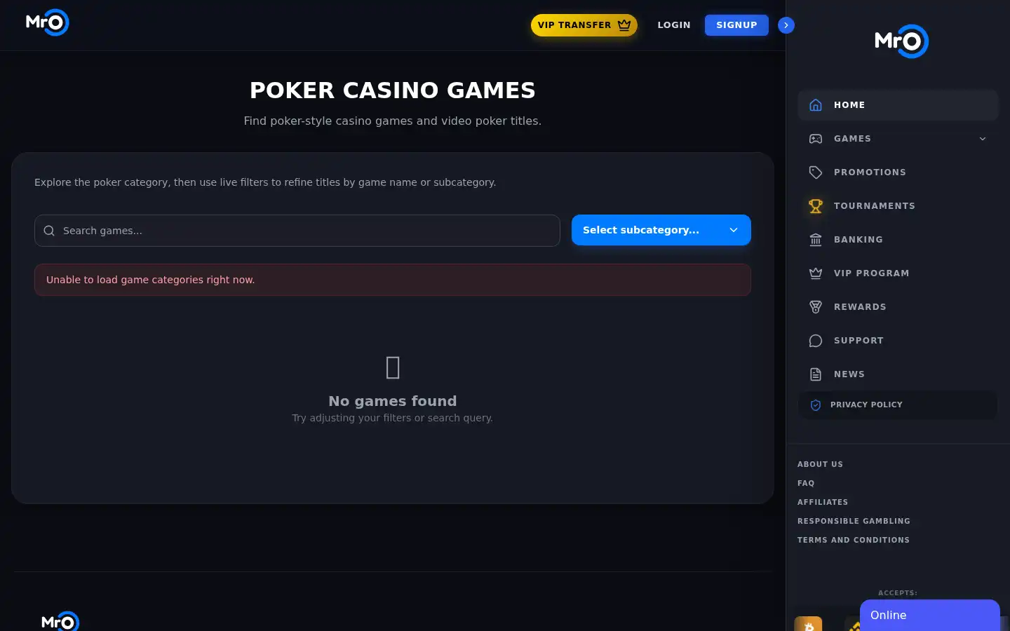 Screenshot of mrocasino.com