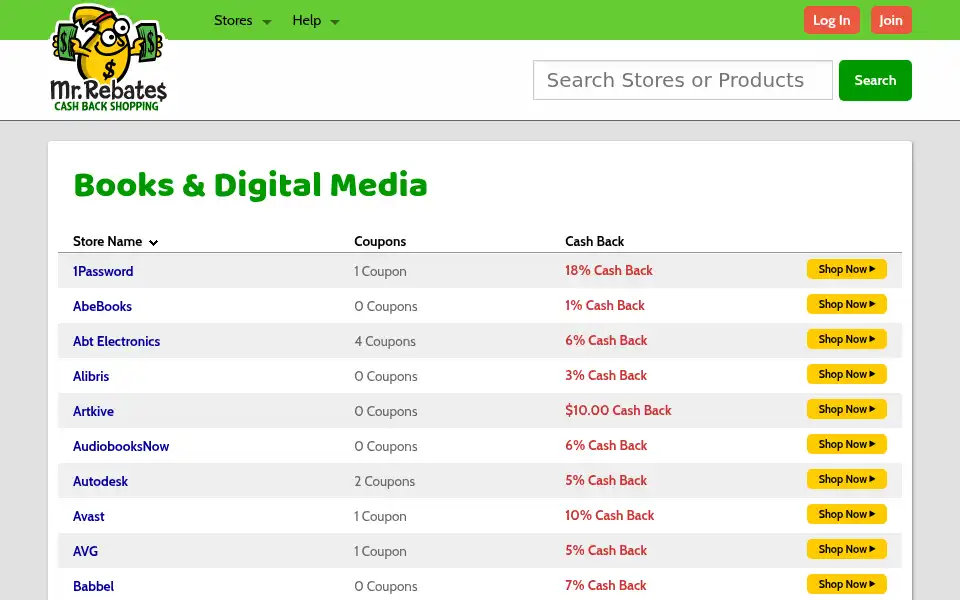 Screenshot of mrrebates.com