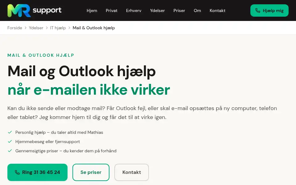 Screenshot of mrsupport.dk