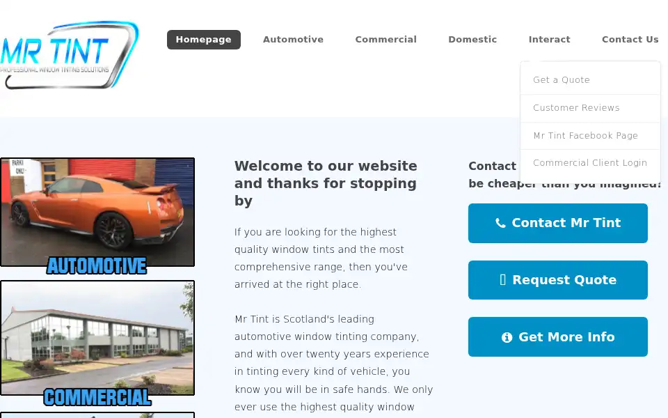 Screenshot of mrtints.co.uk