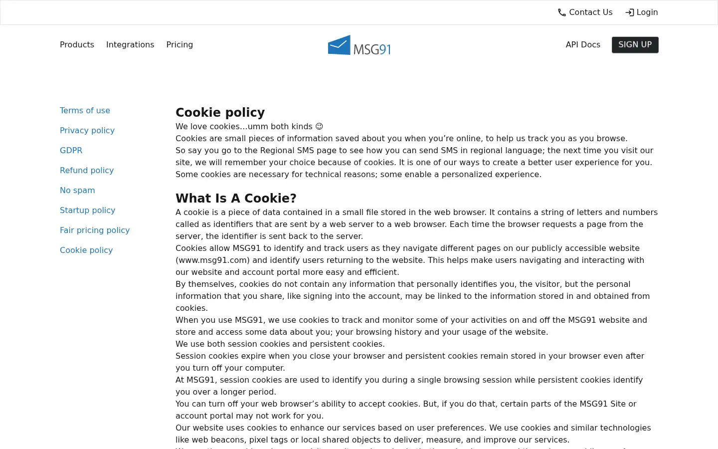 Screenshot of msg91.com