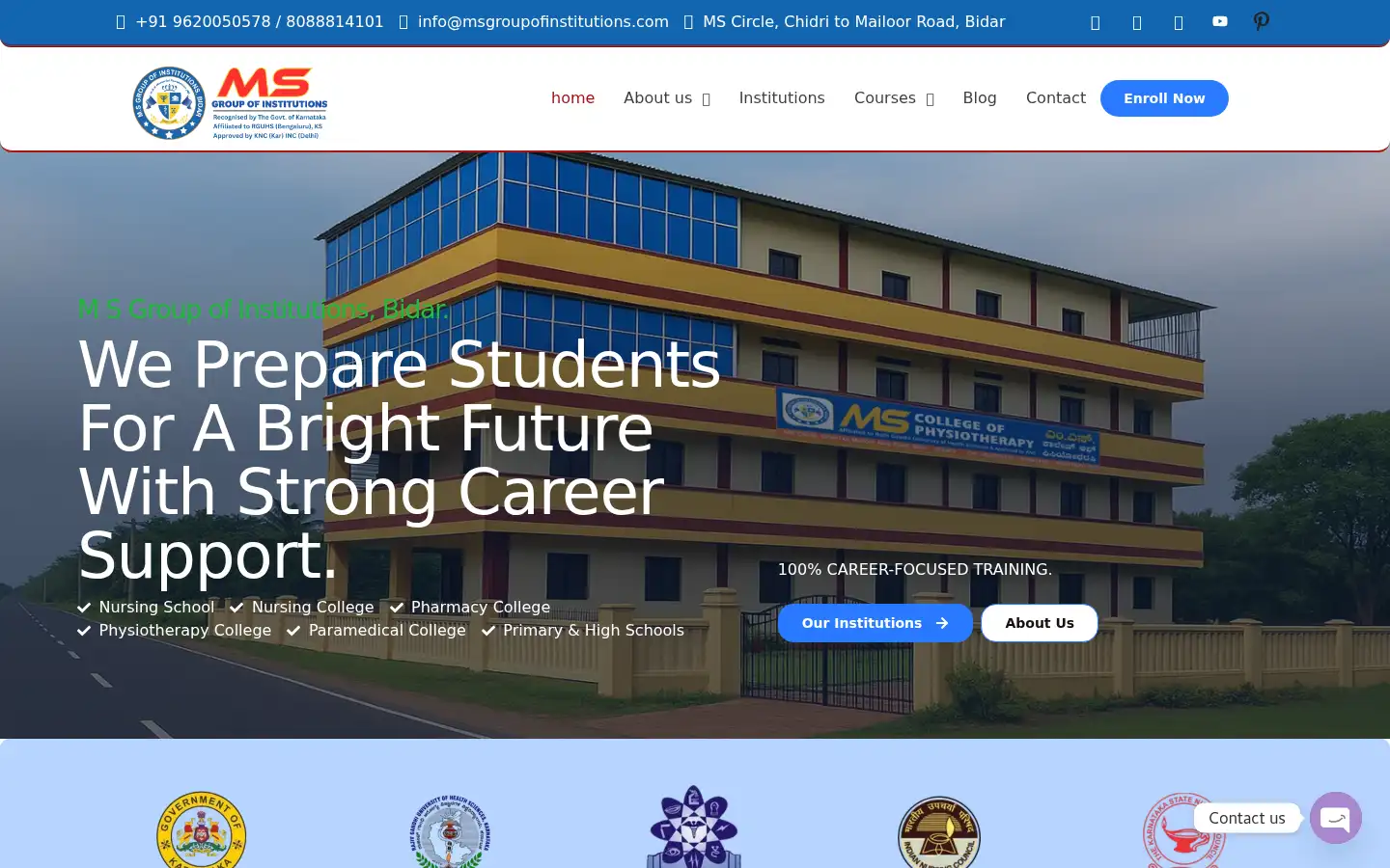 Screenshot of msgroupofinstitutions.com