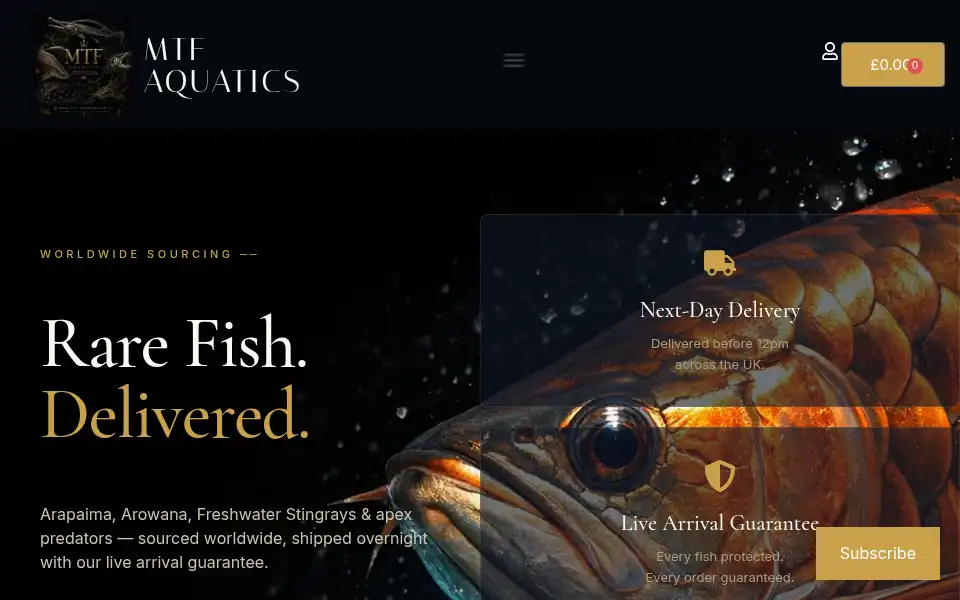 Screenshot of mtf-aquatics.co.uk