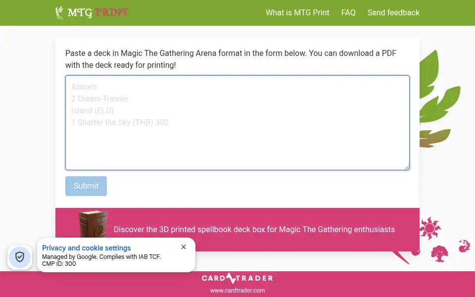 Screenshot of mtgprint.net