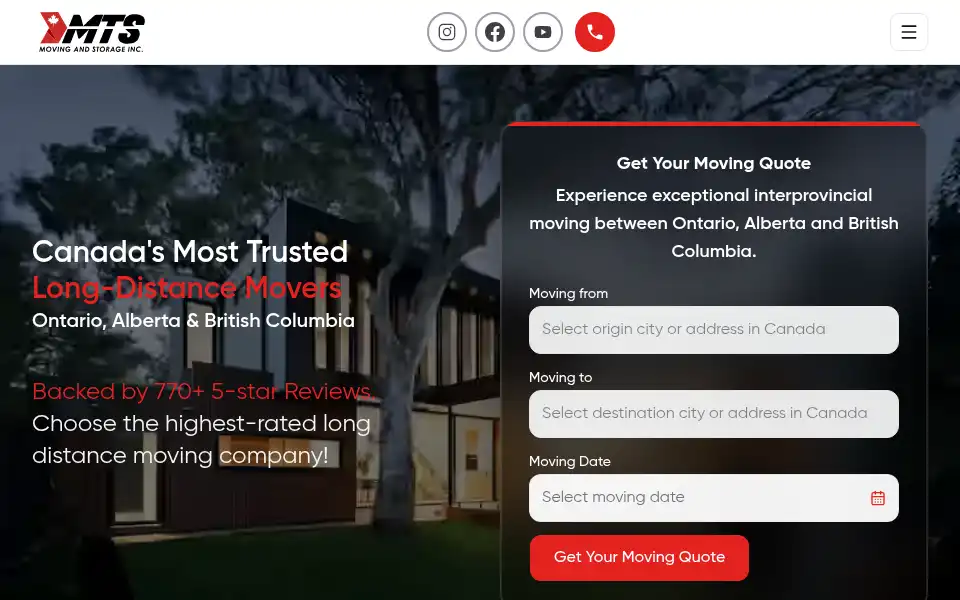 Screenshot of mtsmoving.com
