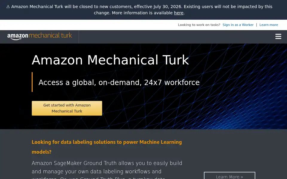 Screenshot of mturk.com