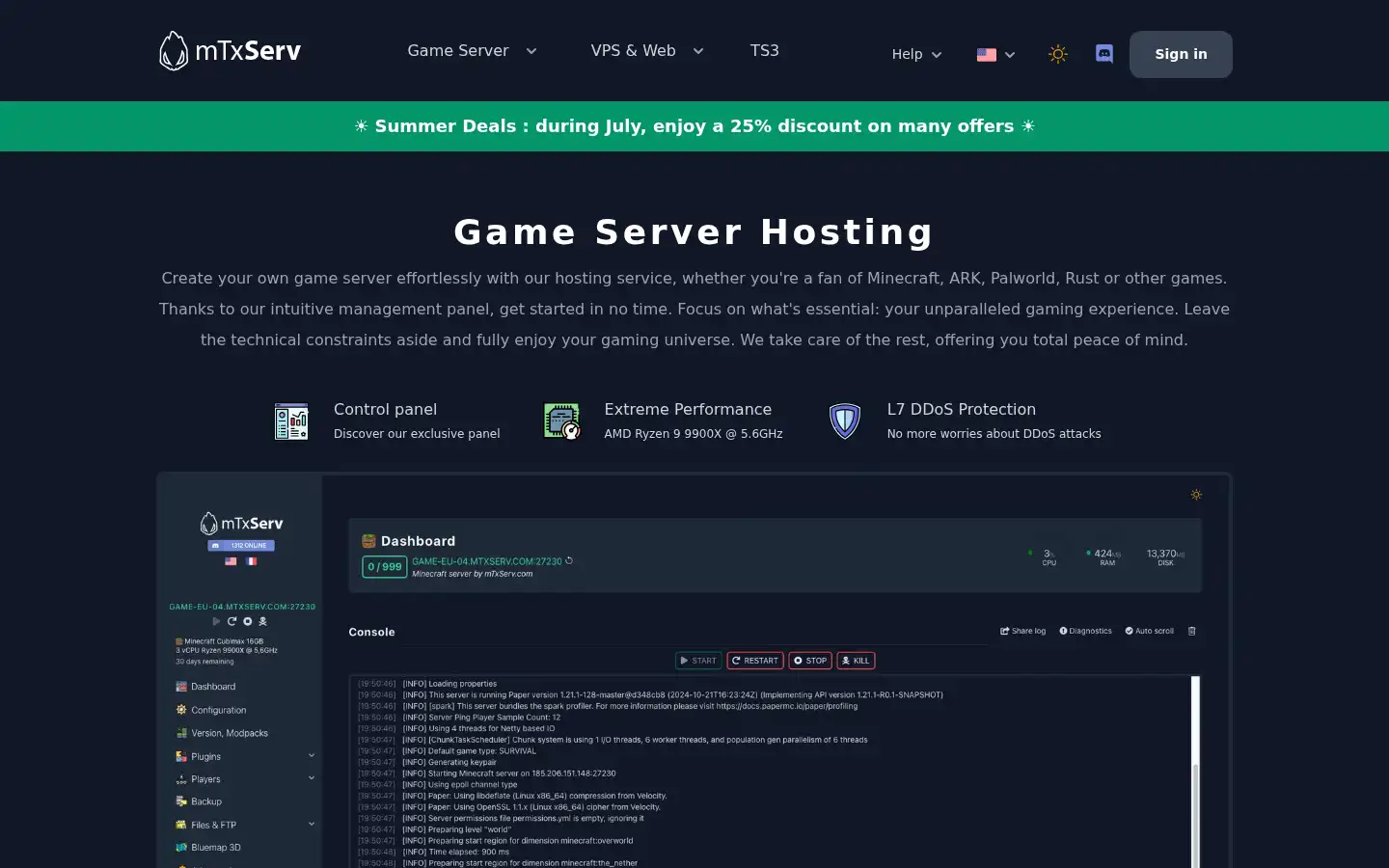 Screenshot of mtxserv.com