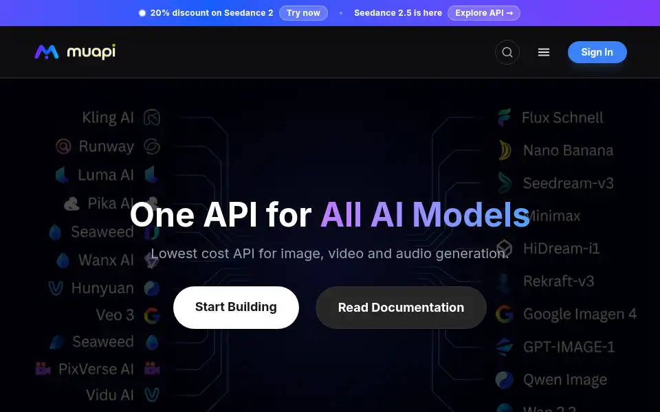 Screenshot of muapi.ai