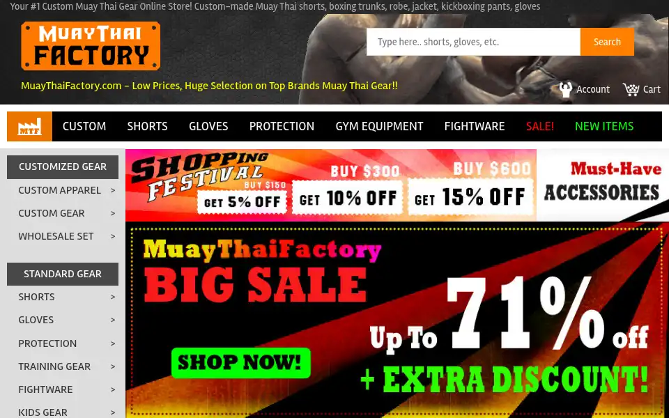 Screenshot of muaythaifactory.com