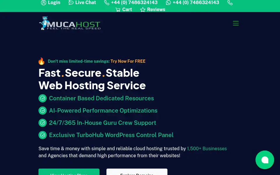 Screenshot of mucahost.com