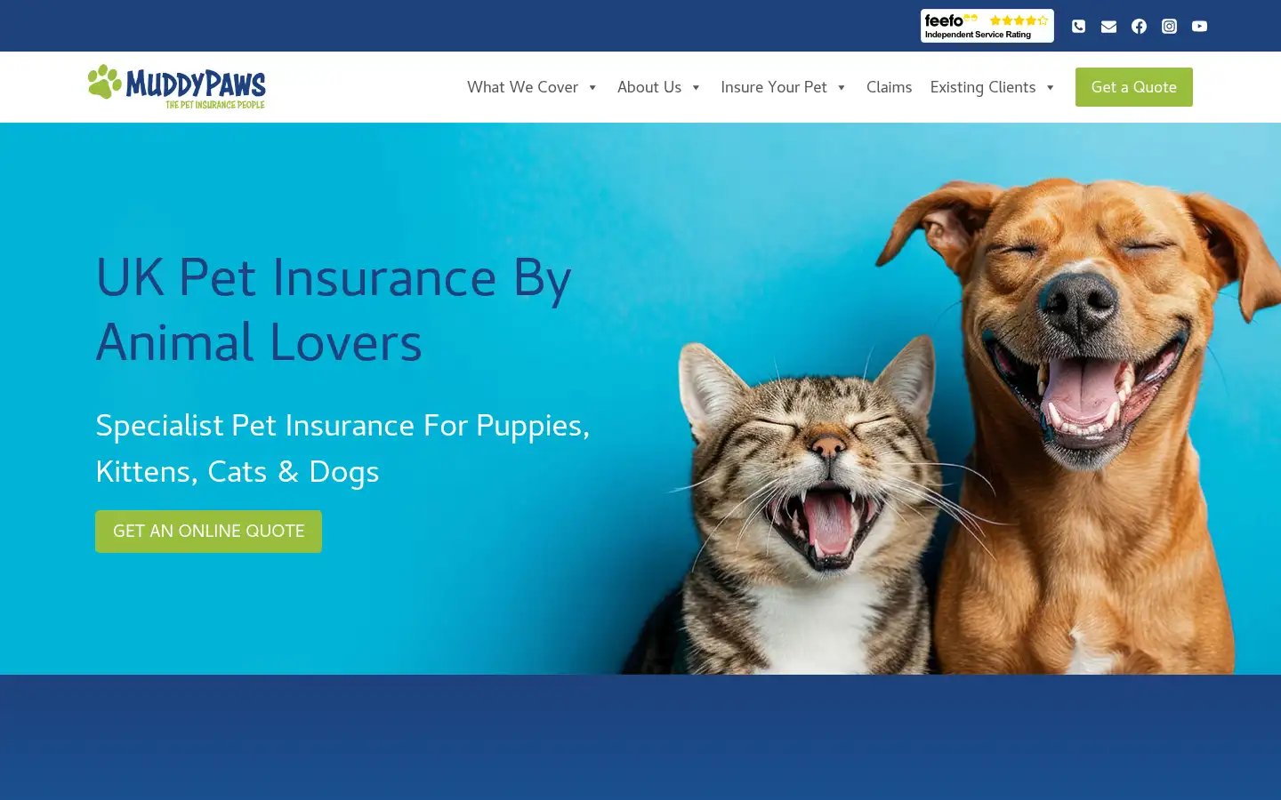 Screenshot of muddypawsinsurance.co.uk
