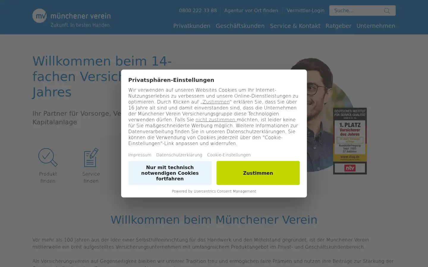 Screenshot of muenchener-verein.de