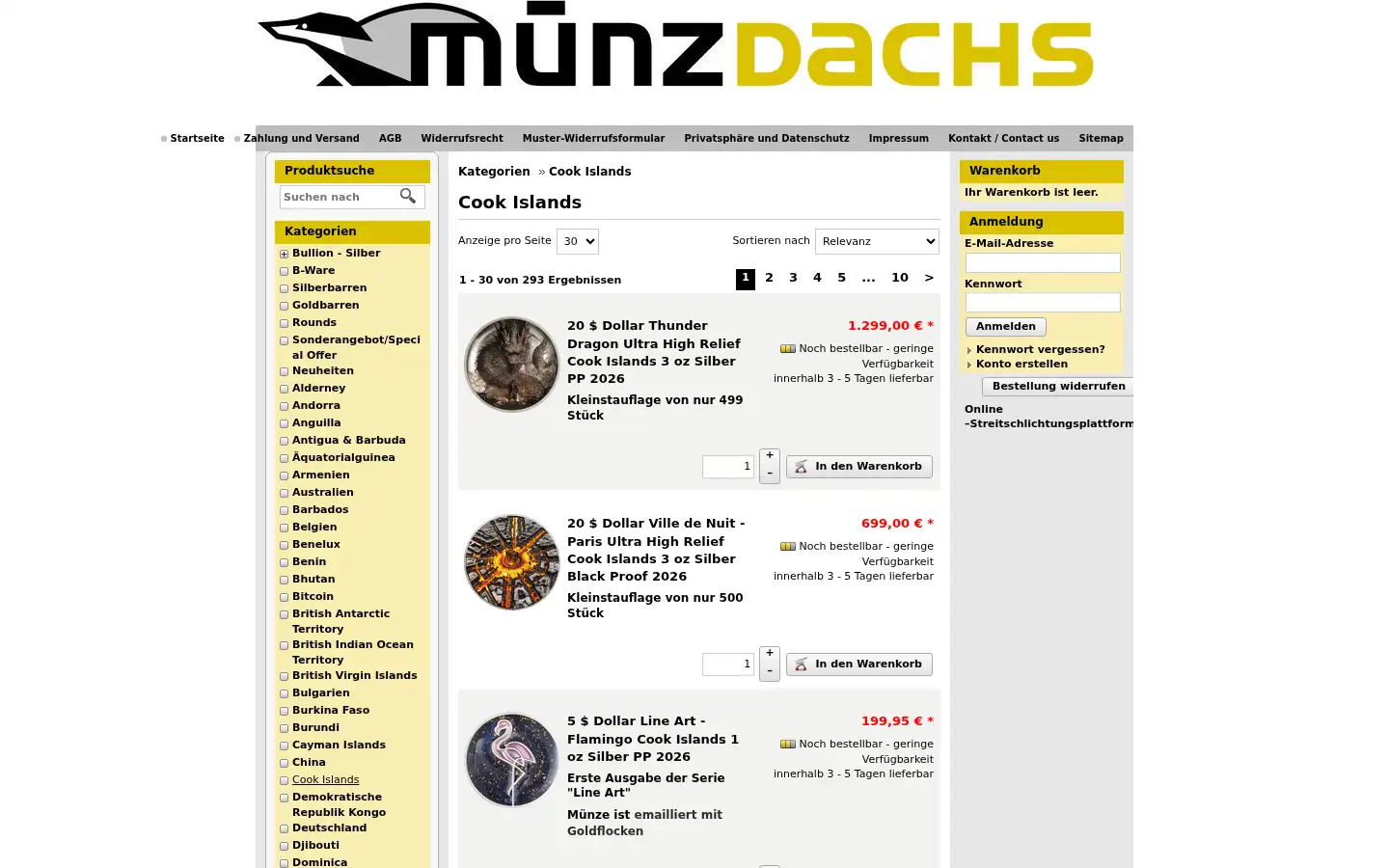 Screenshot of muenzdachs.de