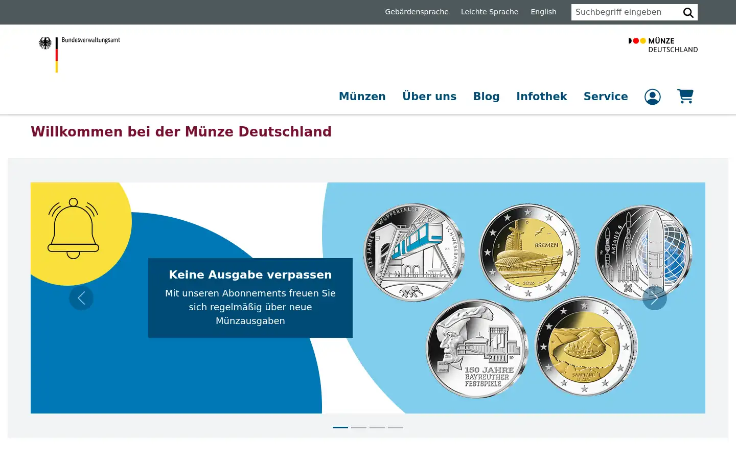 Screenshot of muenze-deutschland.de