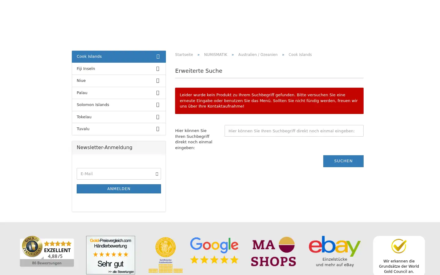 Screenshot of muenzenmueller.de