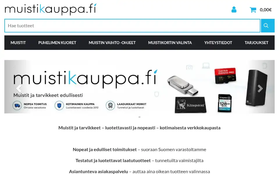 Screenshot of muistikauppa.fi