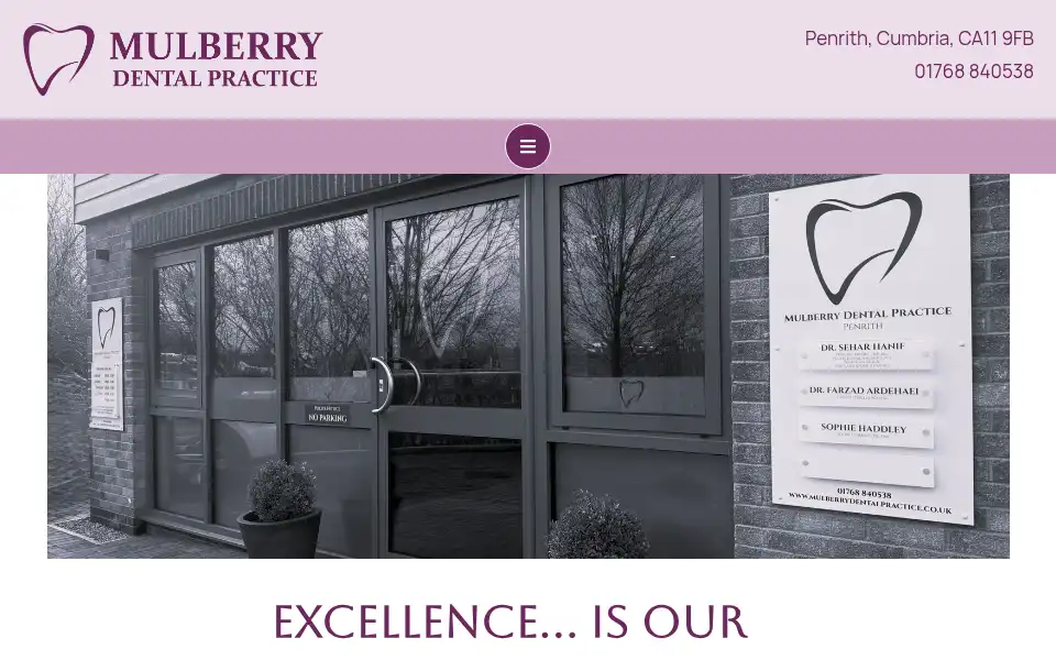 Screenshot of mulberrydentalpractice.co.uk