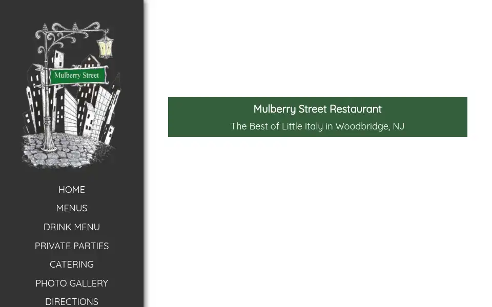 Screenshot of mulberrystreetrestaurant.com