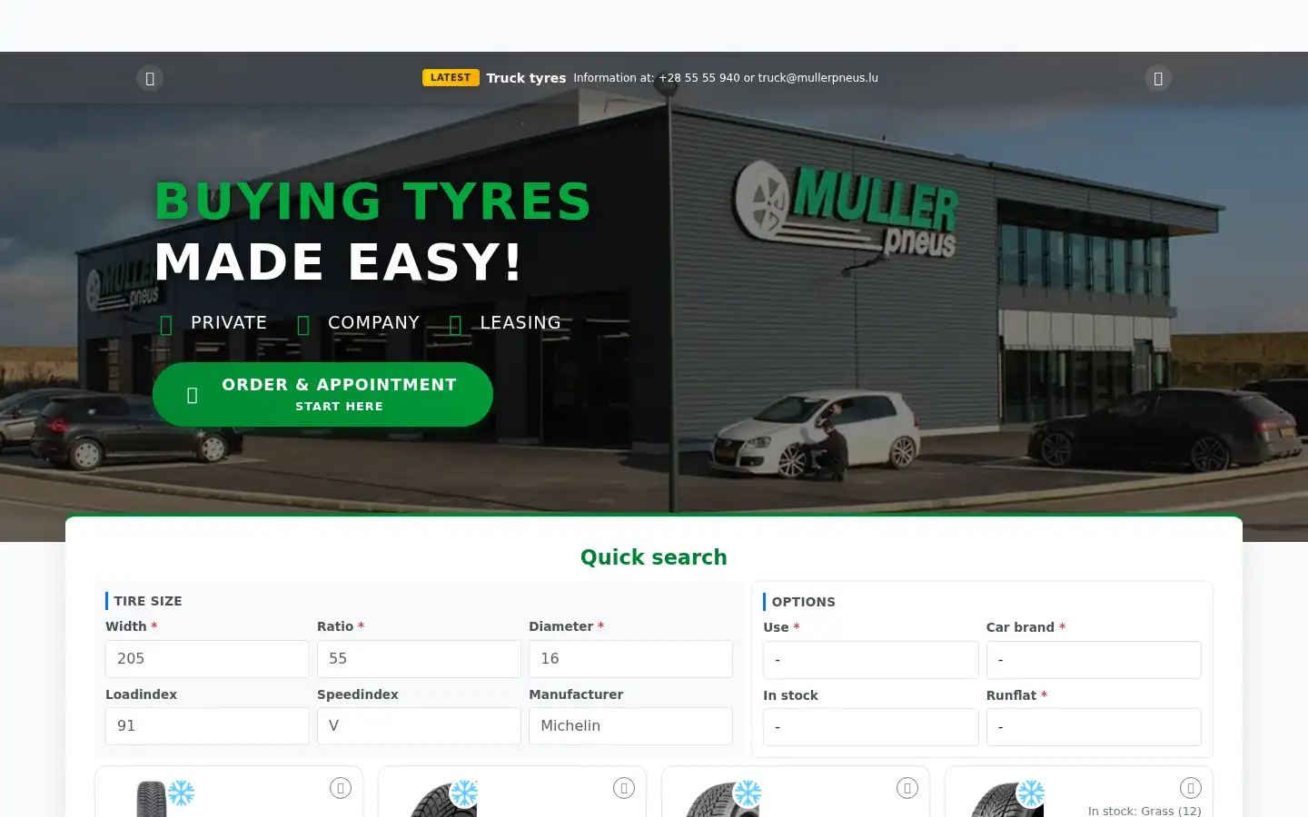Screenshot of mullerpneus.lu
