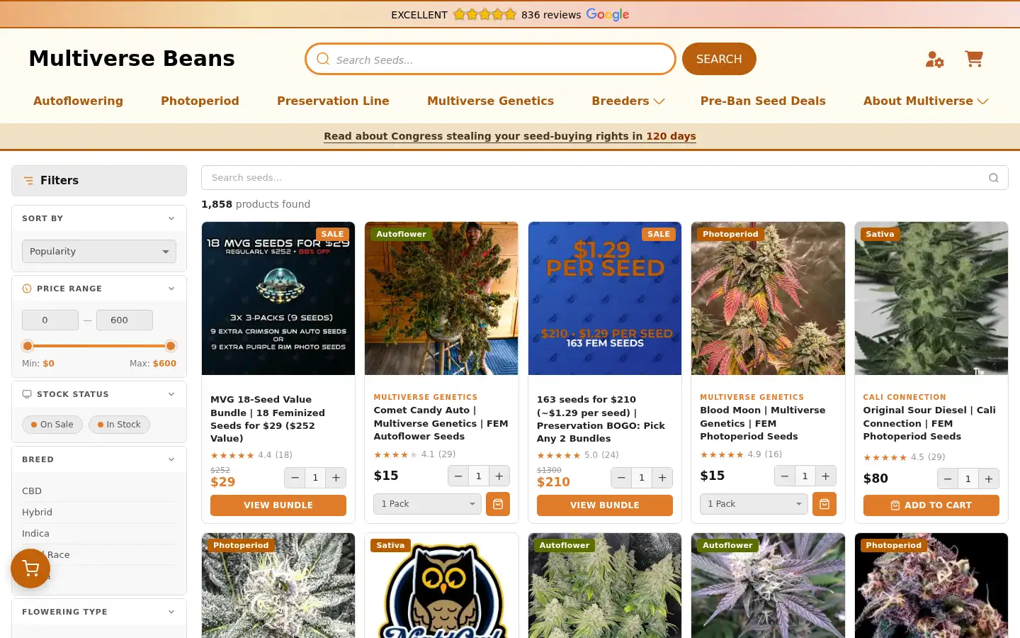 Screenshot of multiversebeans.com
