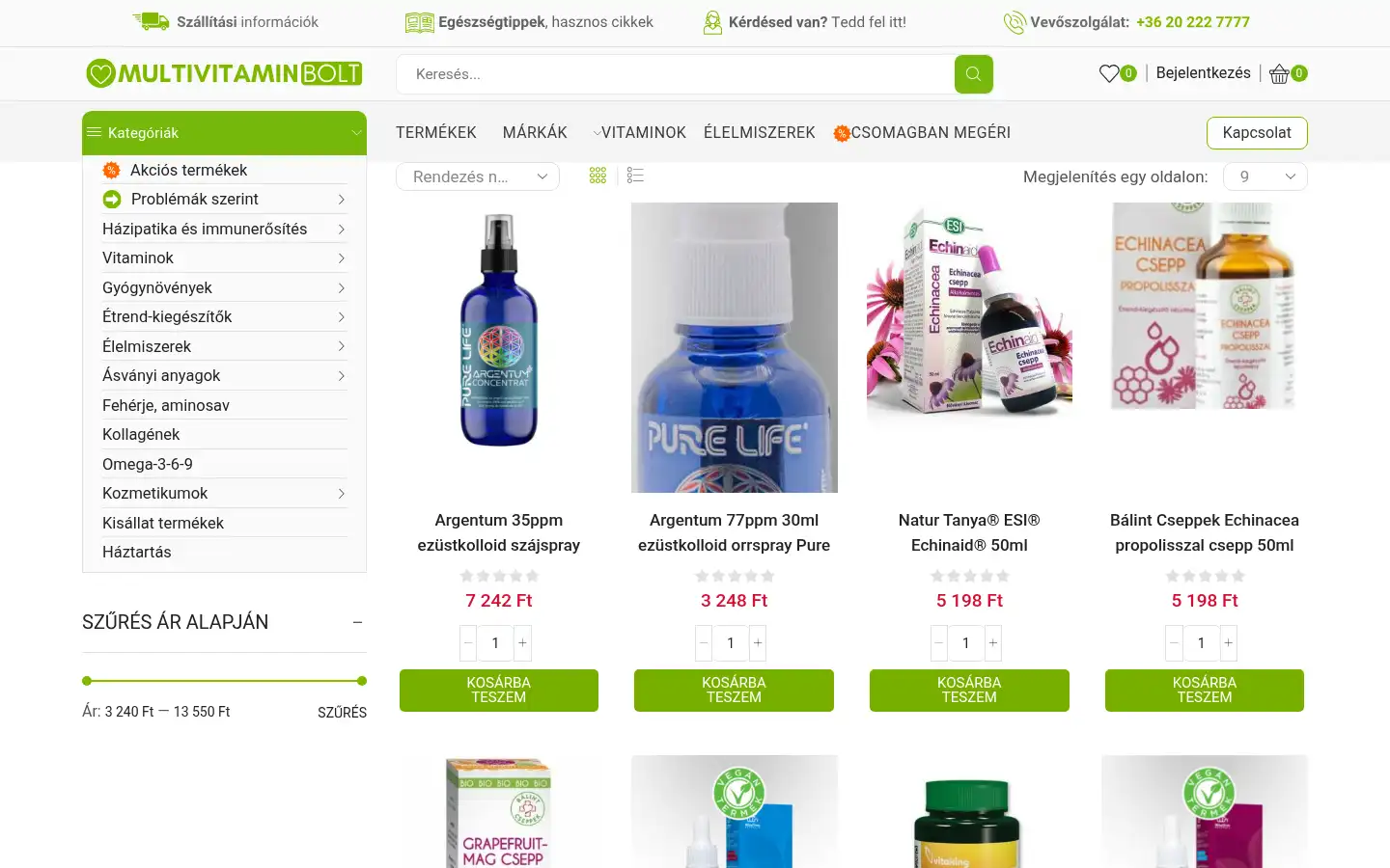 Screenshot of multivitaminbolt.hu