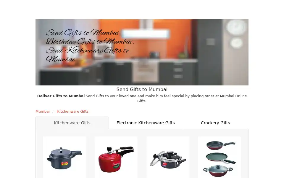Screenshot of mumbaionlinegifts.com