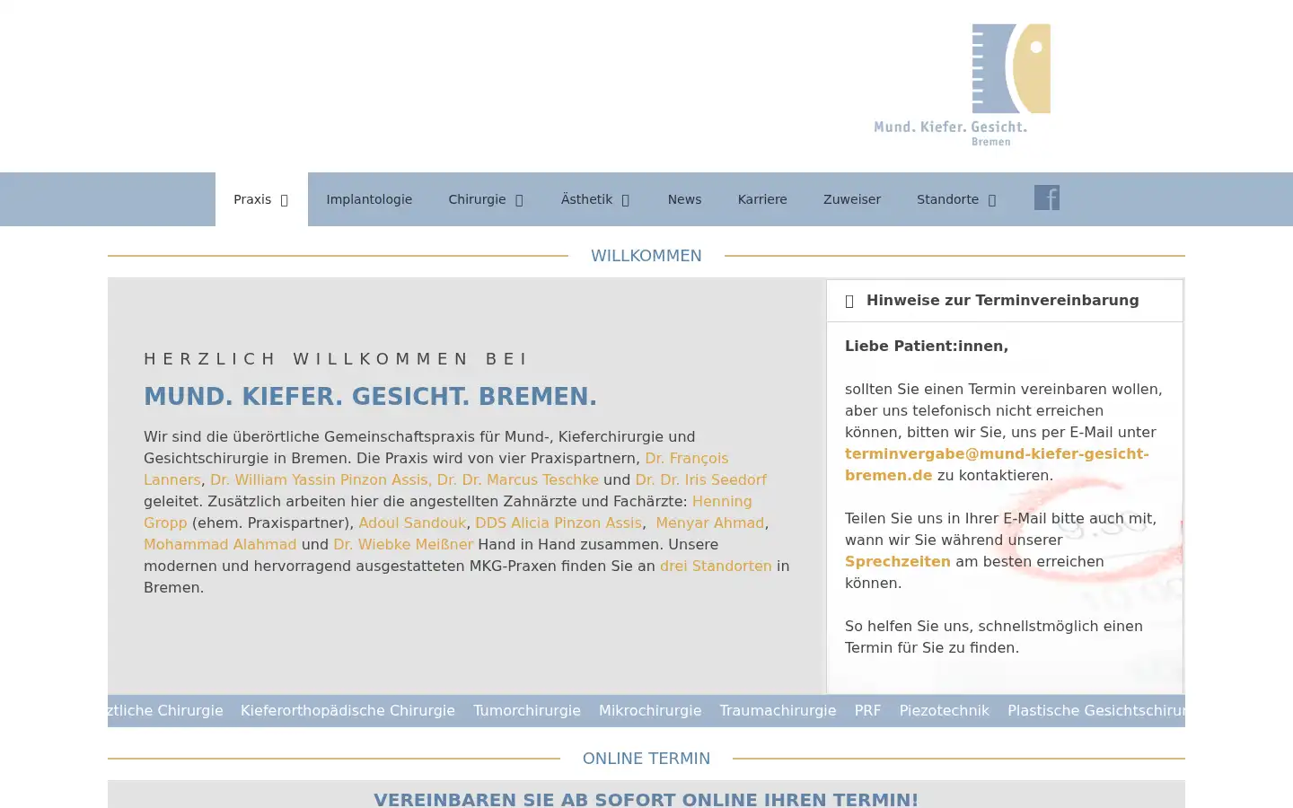 Screenshot of mund-kiefer-gesicht-bremen.de