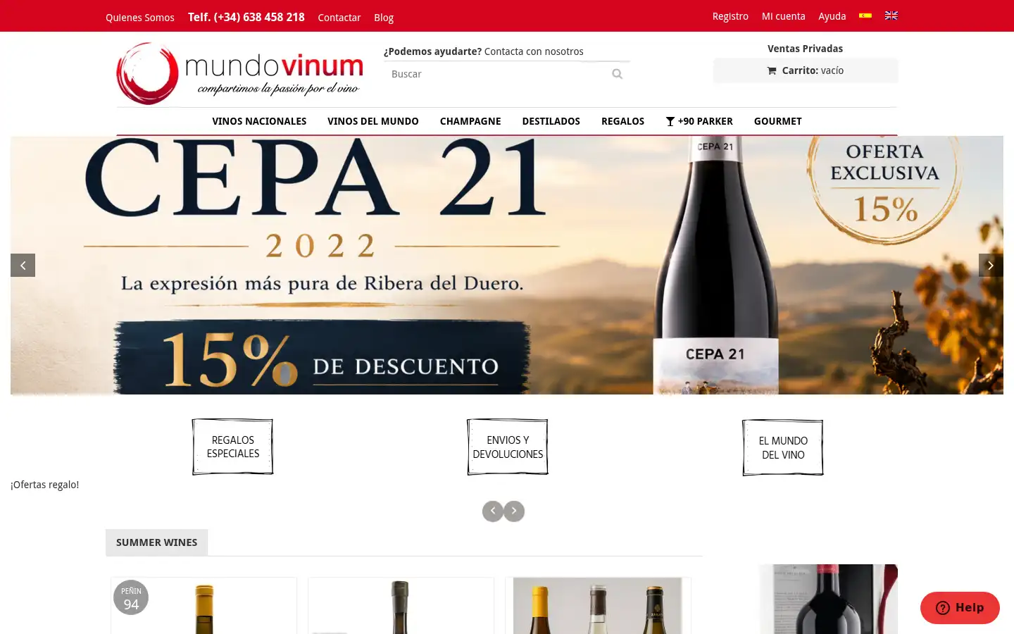 Screenshot of mundovinum.com
