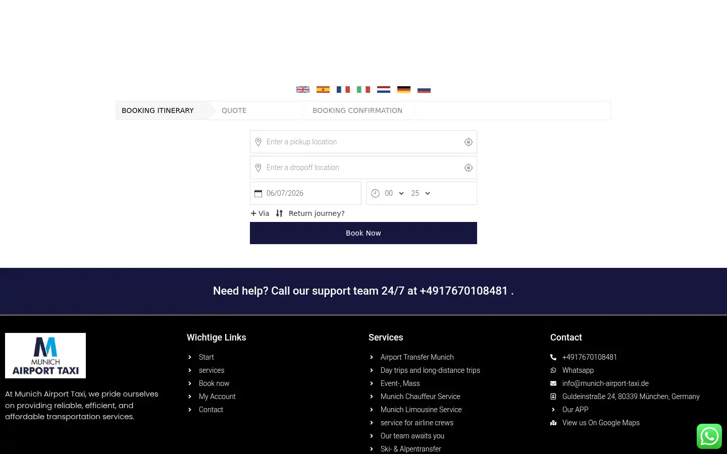 Screenshot of munich-airport-taxi.de